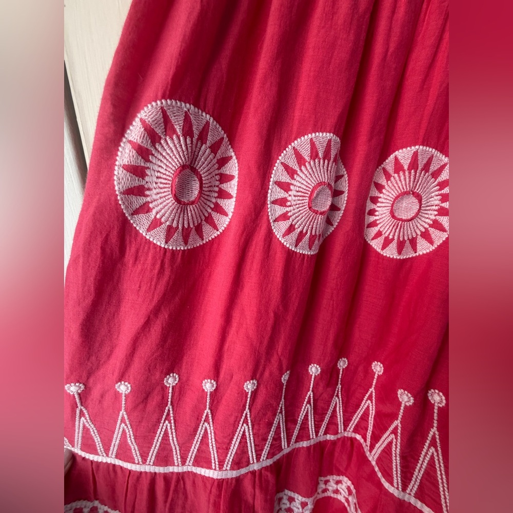 Oliphant Soleil Red Embroidered Maxi Dress M - Picture 11 of 14